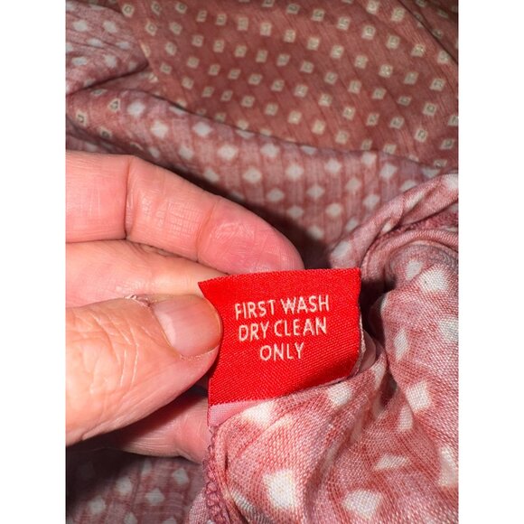 Anvita XL Pink White Polka Dot L/S Button Maxi Dress Peasent Cottage Country - Picture 7 of 11